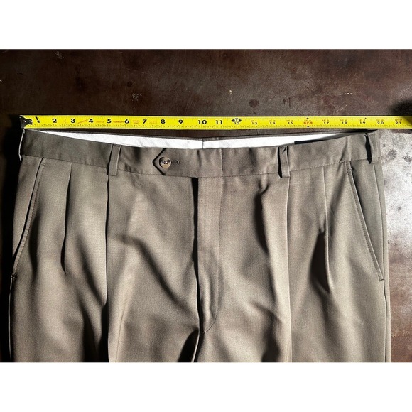 Burberry Mens Pleated Cuffed Wool Straight Dress Pants Taupe Size 40x30 Office - Picture 5 of 9